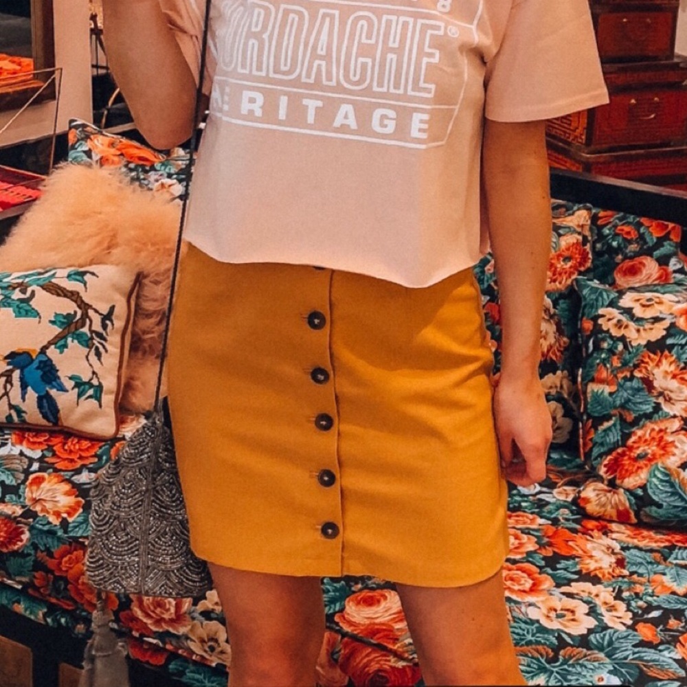 Yellow button up skirt